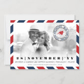 Bestemming sparen de Datum Airmail Postal Foto Magnetische Uitnodiging (Voorkant)