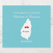 Bestemming St Lucia Bruiloft Viering Sparkling Wijnetiket (Enkel label)