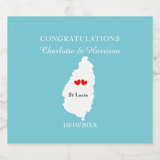 Bestemming St Lucia Bruiloft Viering Sparkling Wijnetiket (Enkel label)