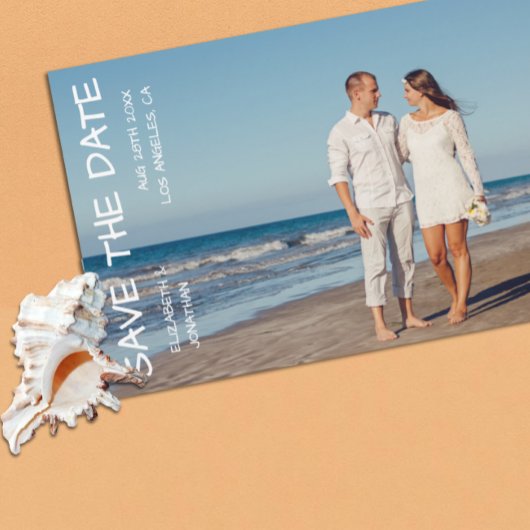 Bestemming Strand Bruiloft Foto Save The Date