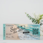 Bestemming Strand Hart Save the Date Trouw (Staand voorkant)