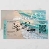 Bestemming Strand Hart Save the Date Trouw (Voorkant / Achterkant)