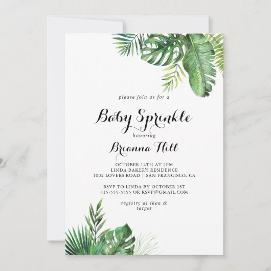 Bestemming Tropisch groen Baby Sprinkle Kaart (Voorkant)