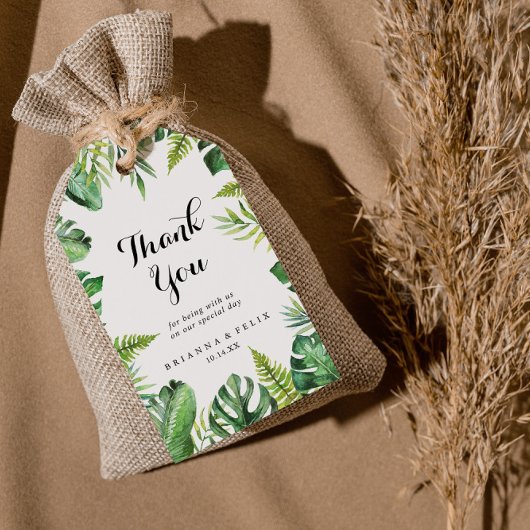 Bestemming Tropisch groen Bruiloft Dank u Cadeaulabel