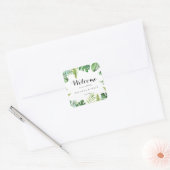 Bestemming Tropisch groen Bruiloft Welkom Vierkante Sticker (Envelop)