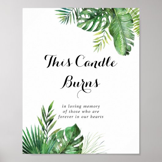 Bestemming Tropisch Groen Deze Kaars Brandt Bord Poster (Voorkant)
