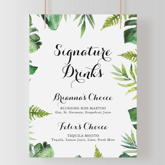 Bestemming Tropisch Groen Signature Drinks Bord Poster
