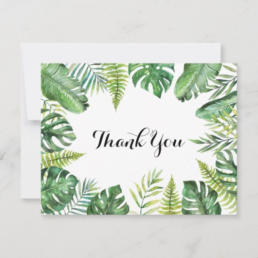 Bestemming Tropisch groen Vlak Huwelijk Bedankkaart (Voorkant)