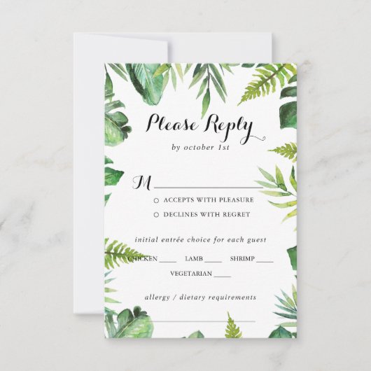 Bestemming Tropische Bruiloft Menu Keuze RSVP (Voorkant)