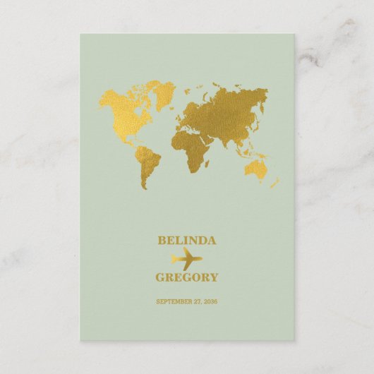 Bestemming Trouw Wereld Paspoort Sage Groen Goud Informatiekaartje (Voorkant)