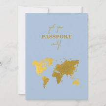 Bestemming Trouw Wereld Paspoort Stof Blauw Goud