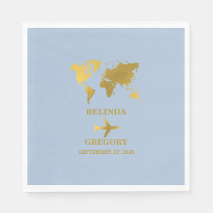 Bestemming Trouw Wereld Paspoort Stof Blauw Goud Servet