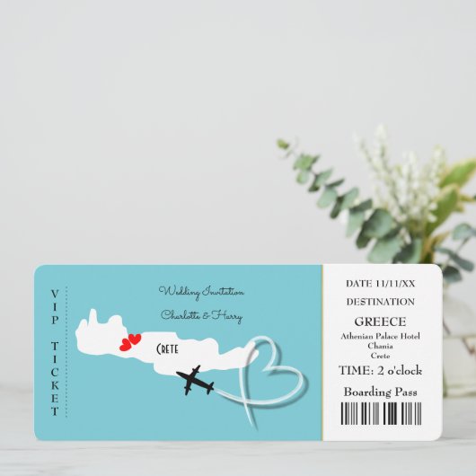 Bestemming Trouwbestemming Kreta Ticket Kaart (Staand voorkant)