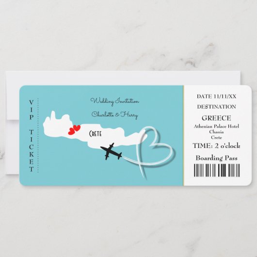 Bestemming Trouwbestemming Kreta Ticket Kaart (Voorkant)