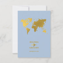 Bestemming Trouwboek Wereld Paspoort Stof Blauw Go