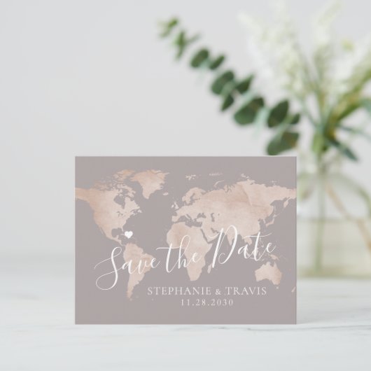 Bestemming Trouwdag Bewaar de Datum Mauve Kaart (Staand voorkant)