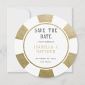 Bestemming Trouwdag Gouden Poker Chip Save The Date (Voorkant)