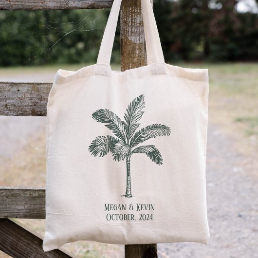 Bestemming Trouwdag Kleurbaar Palmboom Tote Bag