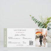 Bestemming Trouwdag Salie Groen Save The Date (Staand voorkant)