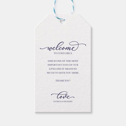 Bestemming Trouwdag Welkom Dank Je Chic Script Cadeaulabel (Voorkant)