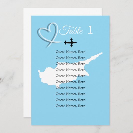 Bestemming Trouwen Cyprus Kaart Tabel Plan Kaart (Voorkant / Achterkant)