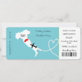 Bestemming Trouwen Italië Europa Ticket Uitnodigin Kaart (Voorkant)