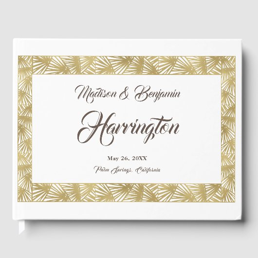 Bestemming Trouwen, Strand, Palmen, Gouden Folie Gastenboek (Voorkant)
