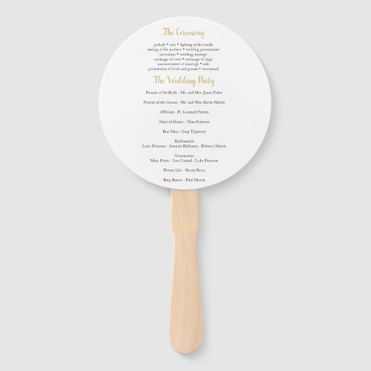 Bestemming trouwfeest goud wereld trouwprogramma w handwaaier (Achterkant)