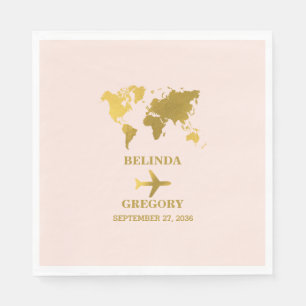 Bestemming Trouwfeest Wereld Paspoort Roze Goud Servet