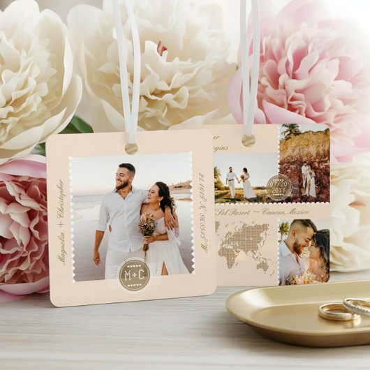 Bestemming Trouwkaart Pin Fotocollage Keepsake Metalen Ornament