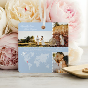 Bestemming Trouwkaart Pin Fotocollage Keepsake Metalen Ornament