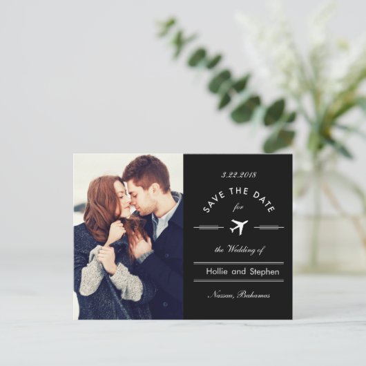 Bestemming van het vliegtuig de Datum Ansichtkaart Aankondigingskaart (Staand voorkant)