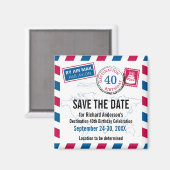 Bestemming Verjaardag Luchtpost Sla de datum op Magneet (Voorkant / Achterkant)