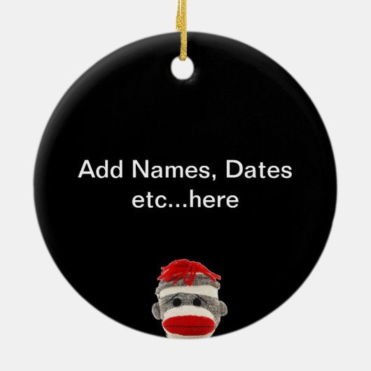 BESTEMMING VOOR DE AANGEPASTE TRENDY SOCK MONKEY KERAMISCH ORNAMENT (Achterkant)