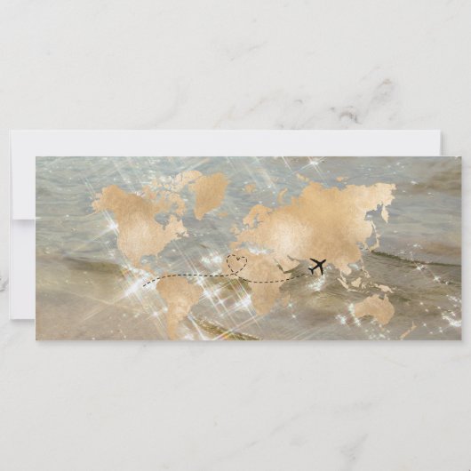 Bestemming Wedding Boarding Pass Beach Palm Tree Kaart (Achterkant)