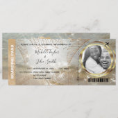 Bestemming Wedding Boarding Pass Beach Palm Tree Kaart (Voorkant / Achterkant)