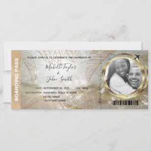 Bestemming Wedding Boarding Pass Beach Palm Tree Kaart