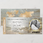 Bestemming Wedding Boarding Pass Tropical Beach Kaart (Voorkant / Achterkant)