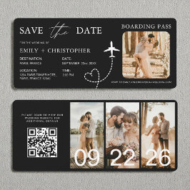 Bestemming Wedding Boarding Pass vliegtuig QR-code