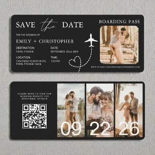 Bestemming Wedding Boarding Pass vliegtuig QR-code