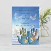 bestemming wereldkaart uitnodiging voor het huweli (Staand voorkant)