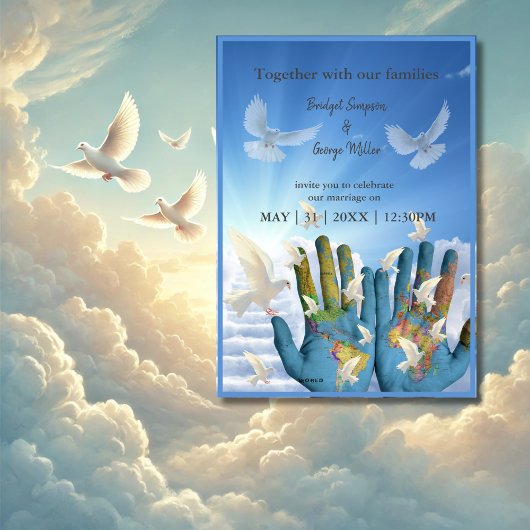 bestemming wereldkaart uitnodiging voor het huweli