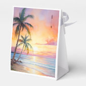 Bestemming Zonsondergang Strand Bruiloft Bedankdoosjes (Achterkant)