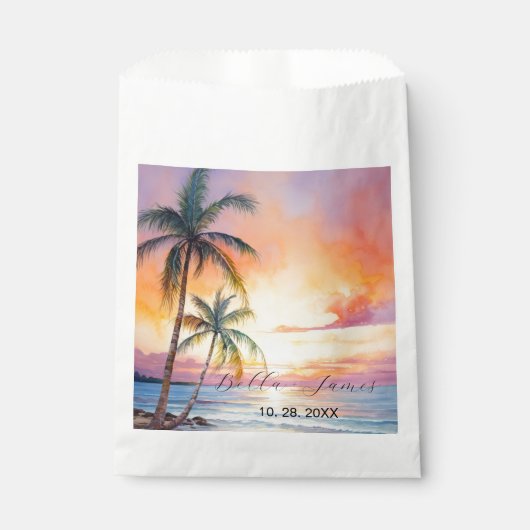 Bestemming Zonsondergang Strand Bruiloft Bedankzakje (Voorkant)