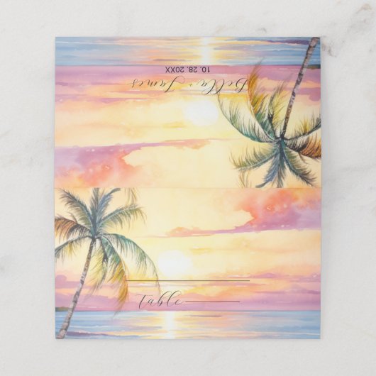 Bestemming Zonsondergang Strand Bruiloft Plaatskaartje (Buitenkant ongevouwen)