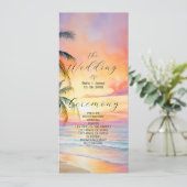 Bestemming Zonsondergang Strand Bruiloft Programmakaart (Staand voorkant)