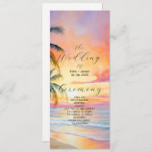 Bestemming Zonsondergang Strand Bruiloft Programmakaart (Voorkant / Achterkant)