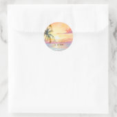 Bestemming Zonsondergang Strand Bruiloft Ronde Sticker (Tas)