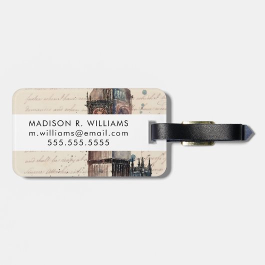 Bestemmingen |  brieven van Big Ben Bagagelabel (Achterkant horizontaal)