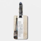 Bestemmingen | Brieven van de Eiffeltoren Bagagelabel (Achterkant verticaal)